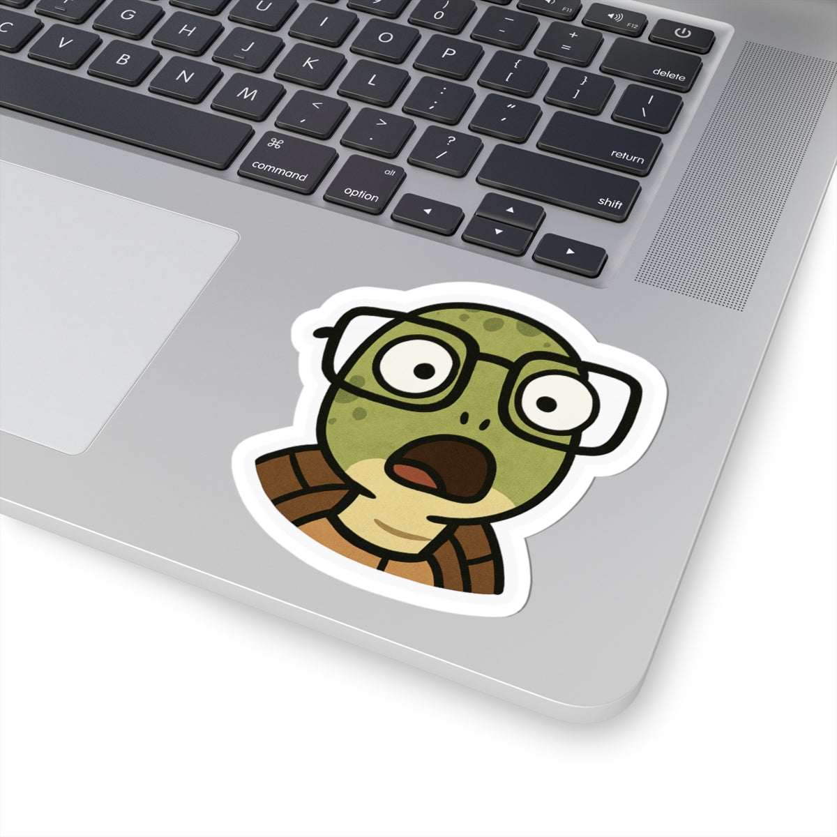 Surprised Turtle Kiss-Cut Sticker | Fun Laptop Decor, Cute Gifts, Kid's Room Decor, Unique Party Favors, Laptop Stickers