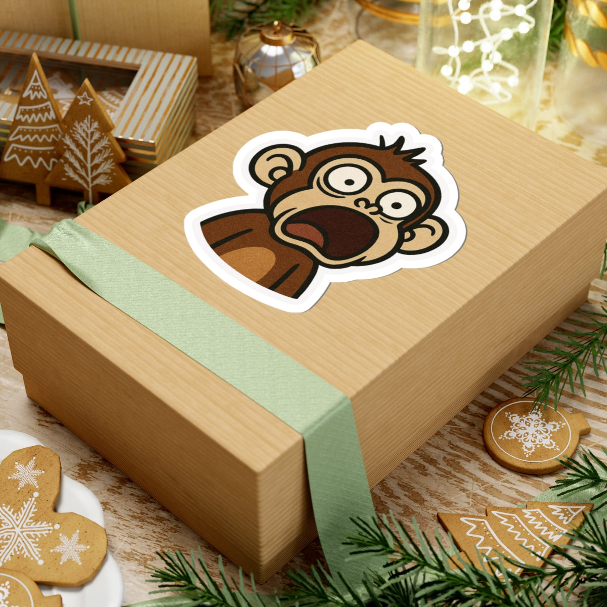 Funny Monkey Kiss-Cut Stickers - Whimsical Decals for Laptops, Scrapbooking, Water Bottles, Gifts, Kids' Parties