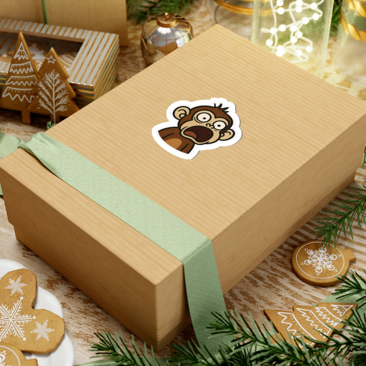 Funny Monkey Kiss-Cut Stickers - Whimsical Decals for Laptops, Scrapbooking, Water Bottles, Gifts, Kids' Parties
