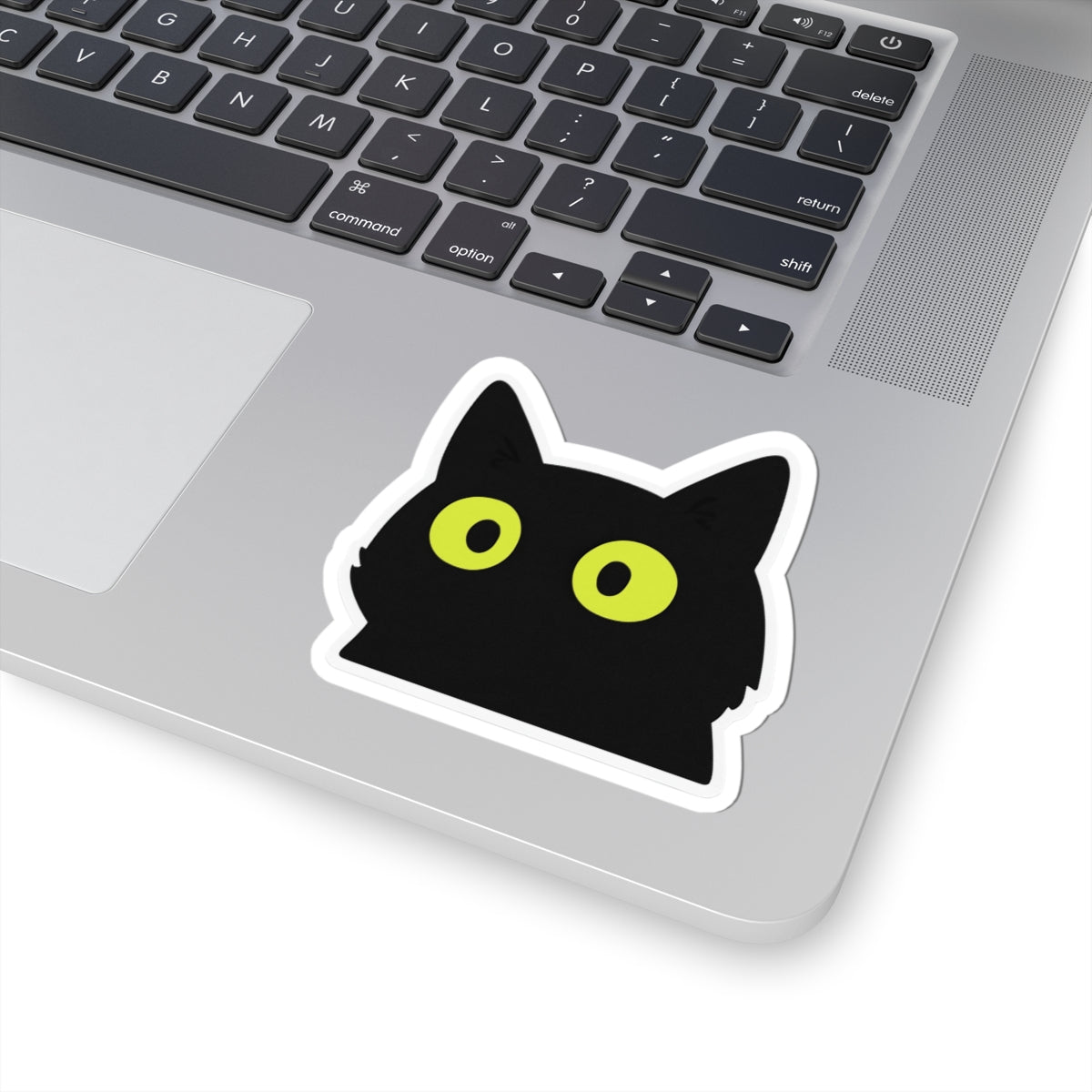 Black Cat Eyes Sticker – Lemon-Green Eyes Expression – Waterproof Vinyl for Phone, Notebook, Tablet