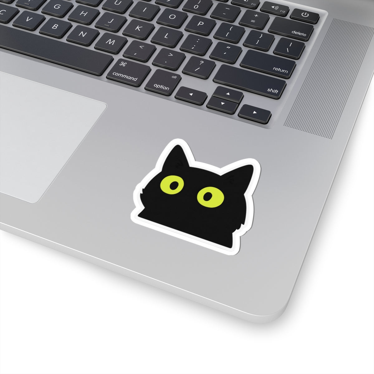 Black Cat Eyes Sticker – Lemon-Green Eyes Expression – Waterproof Vinyl for Phone, Notebook, Tablet