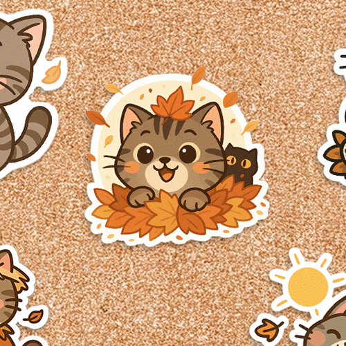 Selva Fall Collection 005 - Hide on Leafs | Cute Animal Decor, Laptop Stickers, Autumn Gifts, Pet Lover Aesthetic, Cozy Autumn Decor