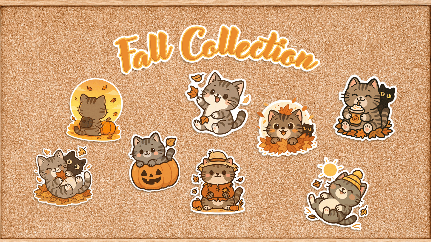 Selva Fall Collection 007 - Adorable Scarecrow | Cat Kiss-Cut Stickers, Cute Laptop Decals, Fall Decor, Harvest Season Gifts, Cat Lover Stickers, Autumn Vibes