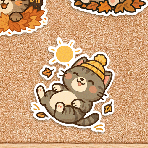 Selva Fall Collection 008 - Loving Weather | Kiss-Cut Sticker Perfect for Laptops, Journals, Gift Baskets, Fall Decor, Cat Lovers