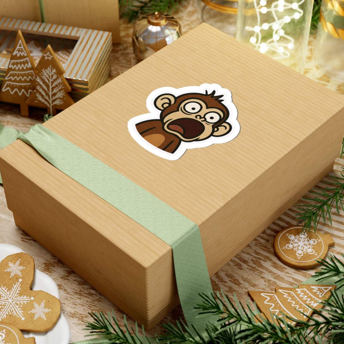 Funny Monkey Kiss-Cut Stickers - Whimsical Decals for Laptops, Scrapbooking, Water Bottles, Gifts, Kids' Parties