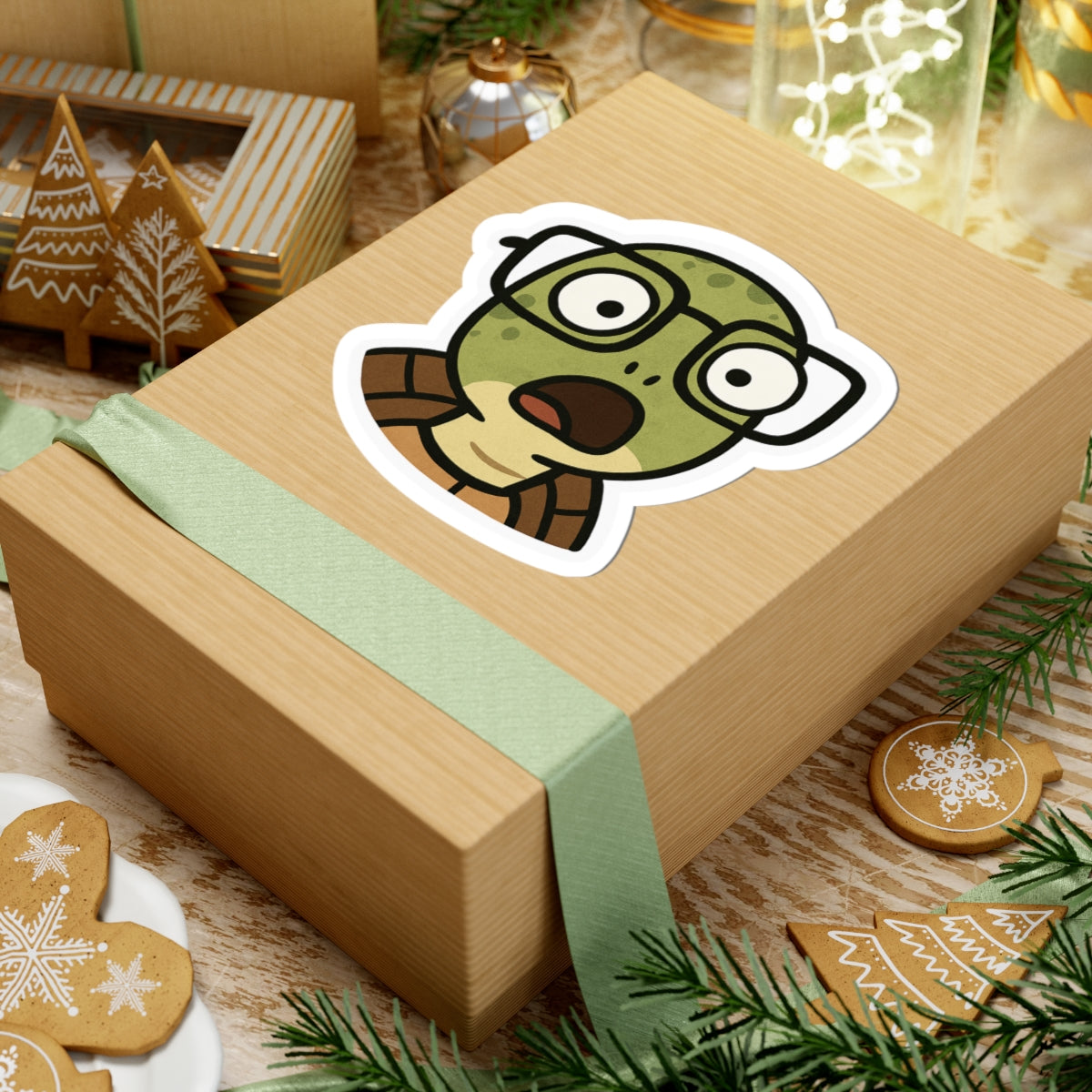 Surprised Turtle Kiss-Cut Sticker | Fun Laptop Decor, Cute Gifts, Kid's Room Decor, Unique Party Favors, Laptop Stickers