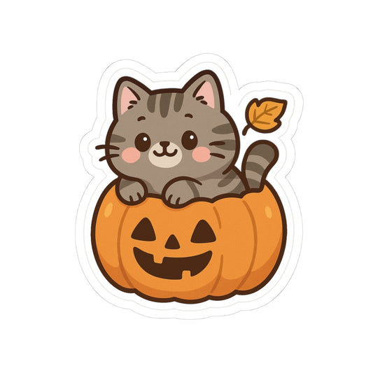 Selva Fall Collection 003 - Pumpkin fall | Cat Stickers, Cute Pumpkin Stickers, Cat Lover Gift, Fall Decor, Laptop Accessories