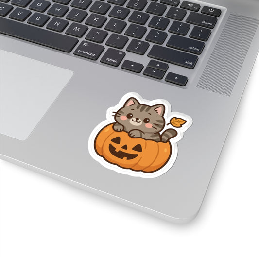 Selva Fall Collection 003 - Pumpkin fall | Cat Stickers, Cute Pumpkin Stickers, Cat Lover Gift, Fall Decor, Laptop Accessories