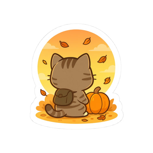 Selva Fall Collection 002 - Sunset Fall | Cute Fall Decor, Laptop Stickers, Custom Stickers, Pumpkin Cat Art, Nature Lovers Gifts