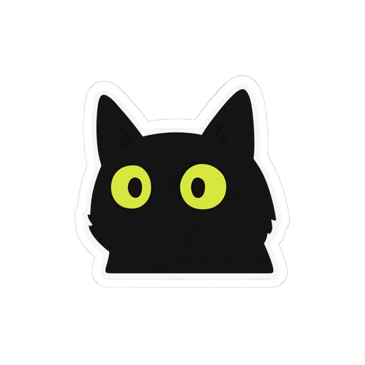 Black Cat Eyes Sticker – Lemon-Green Eyes Expression – Waterproof Vinyl for Phone, Notebook, Tablet