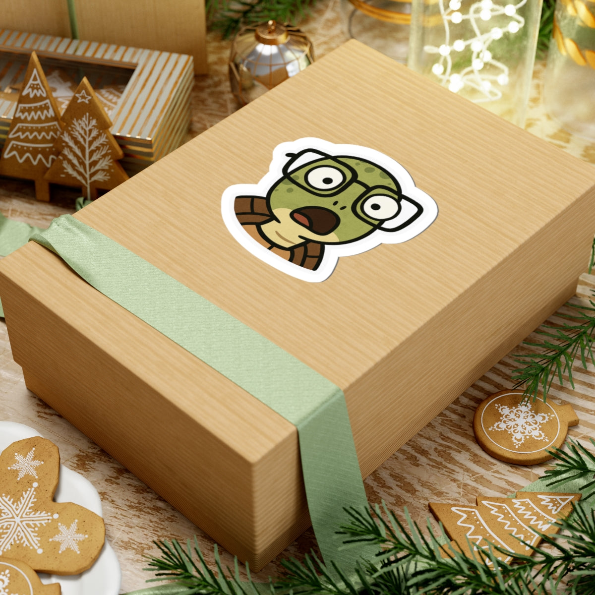 Surprised Turtle Kiss-Cut Sticker | Fun Laptop Decor, Cute Gifts, Kid's Room Decor, Unique Party Favors, Laptop Stickers