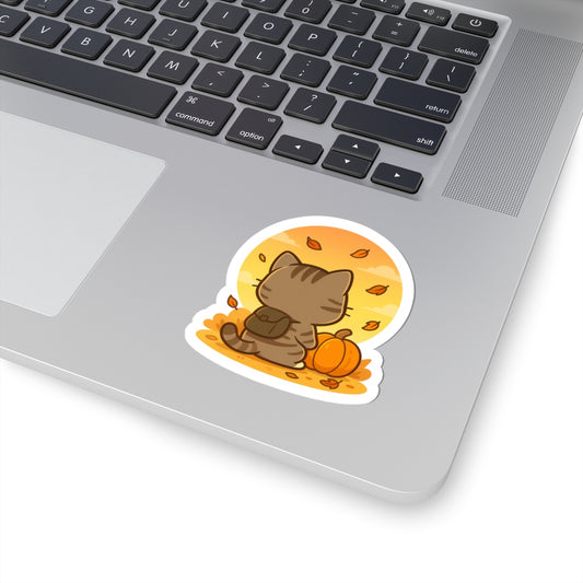 Selva Fall Collection 002 - Sunset Fall | Cute Fall Decor, Laptop Stickers, Custom Stickers, Pumpkin Cat Art, Nature Lovers Gifts