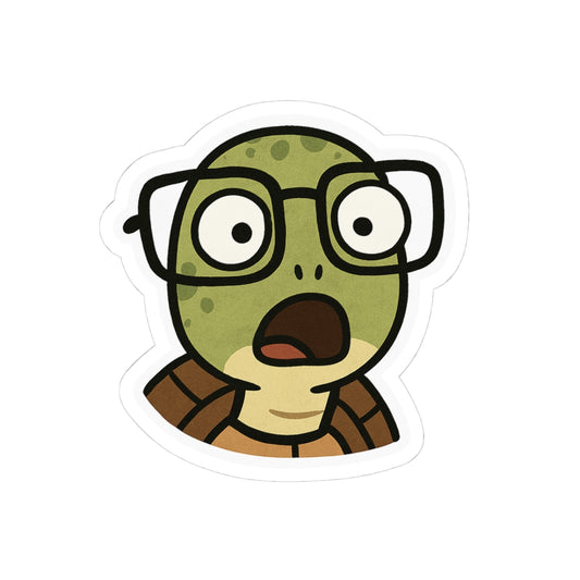 Surprised Turtle Kiss-Cut Sticker | Fun Laptop Decor, Cute Gifts, Kid's Room Decor, Unique Party Favors, Laptop Stickers